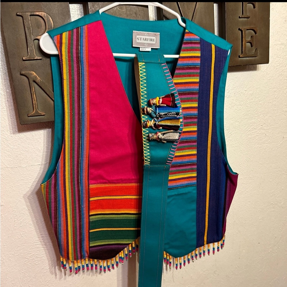 Boho washroom vintage vibes Starfire Vibrant Multicolor vintage Vest